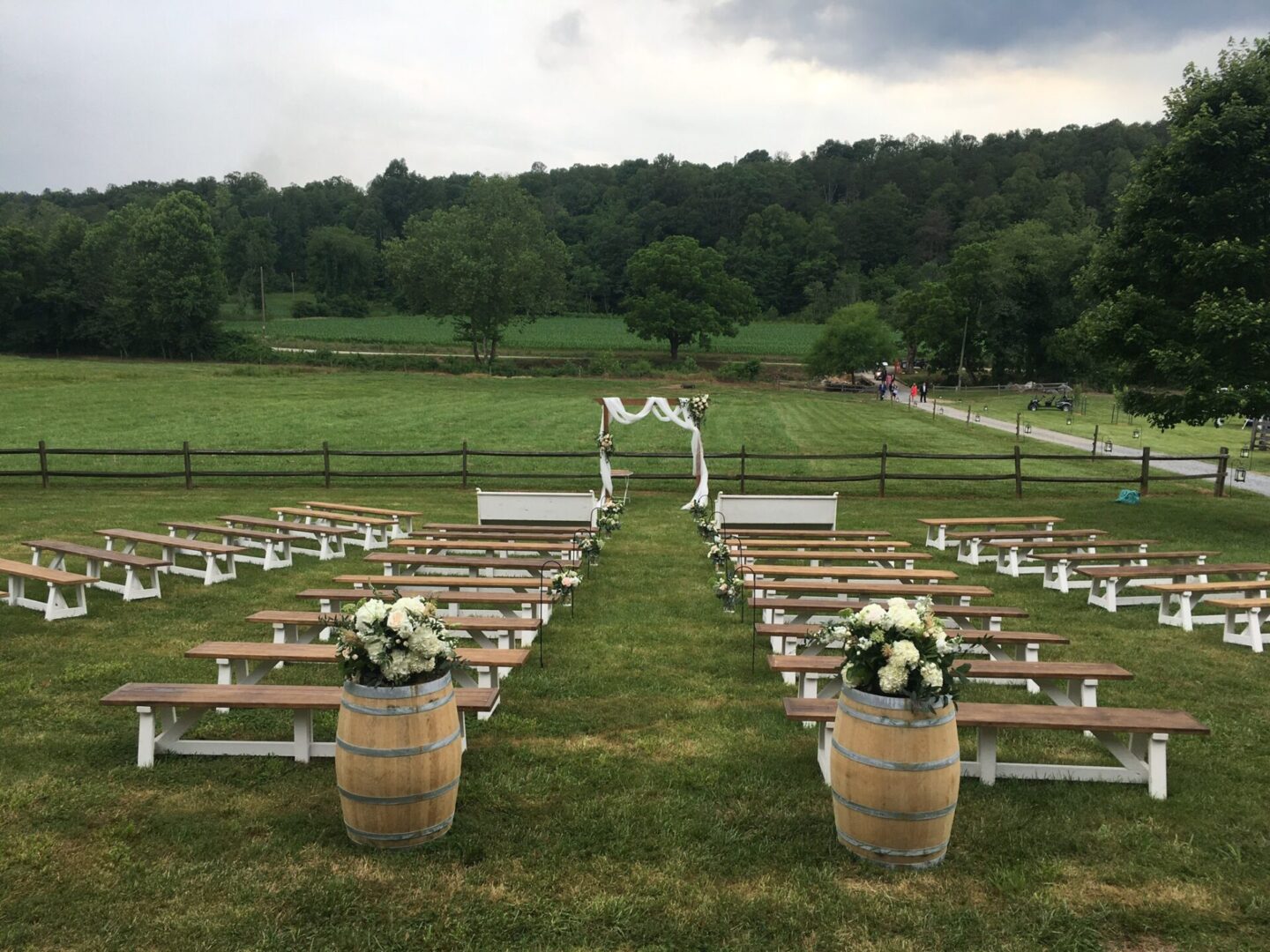 A beautiful farm area decorated for a wedding